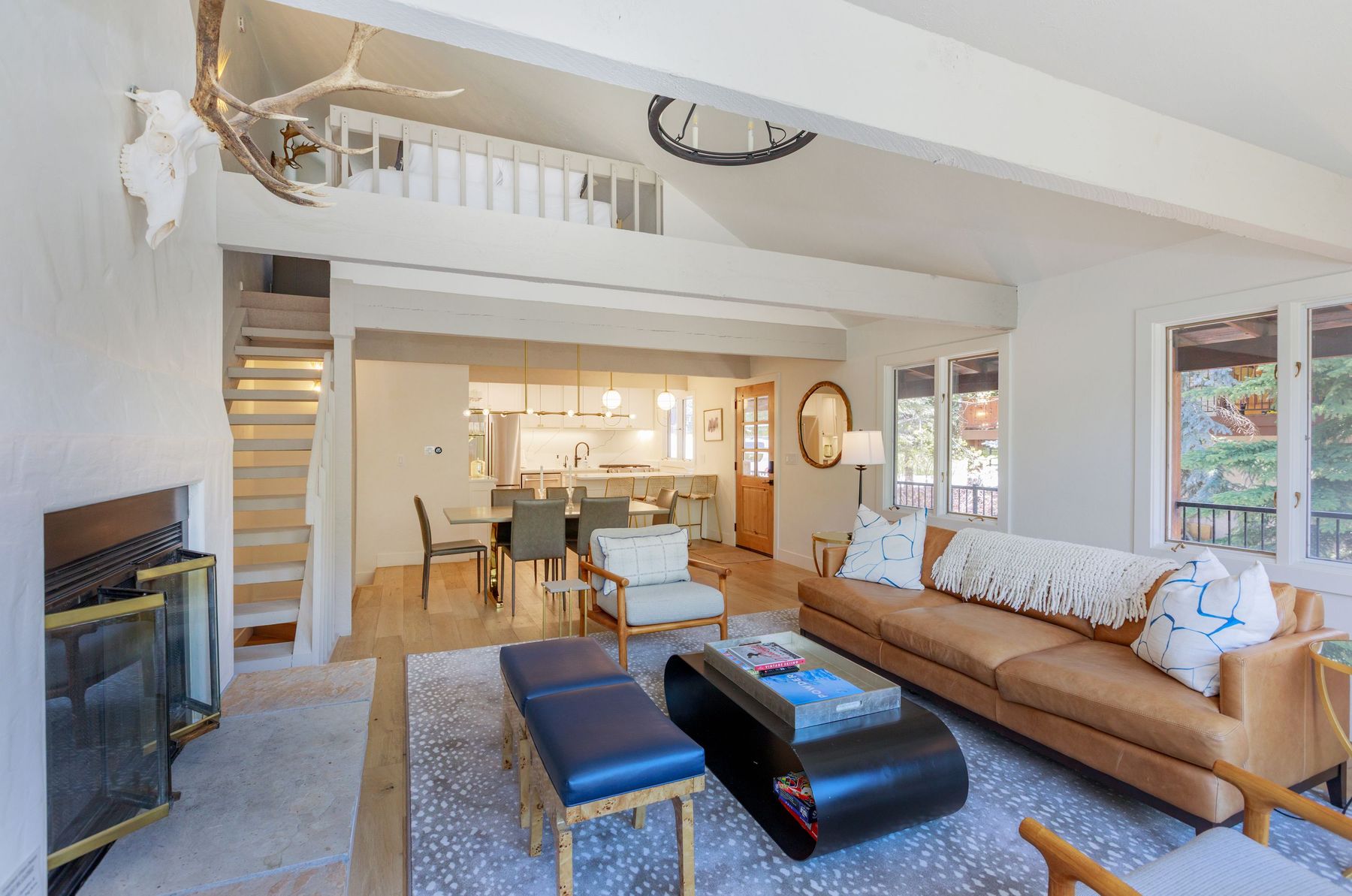 Open plan from the great room toward the kitchen